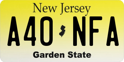 NJ license plate A40NFA