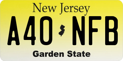 NJ license plate A40NFB