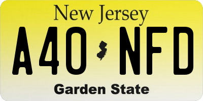 NJ license plate A40NFD