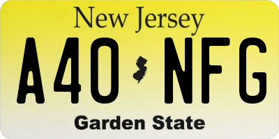 NJ license plate A40NFG