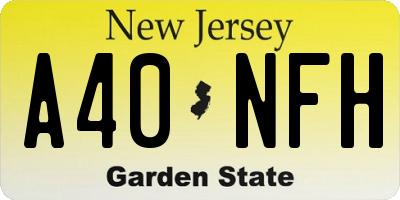 NJ license plate A40NFH