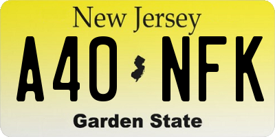 NJ license plate A40NFK