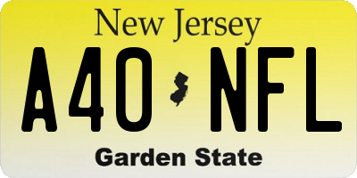 NJ license plate A40NFL