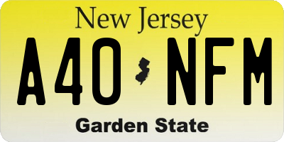 NJ license plate A40NFM