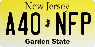 NJ license plate A40NFP