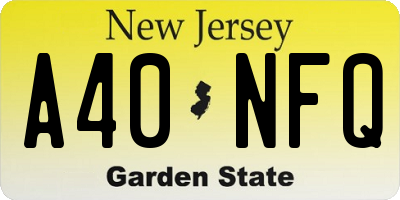 NJ license plate A40NFQ