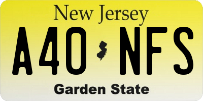 NJ license plate A40NFS