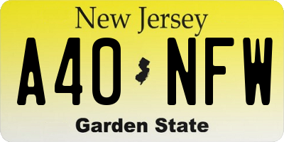 NJ license plate A40NFW