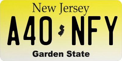 NJ license plate A40NFY