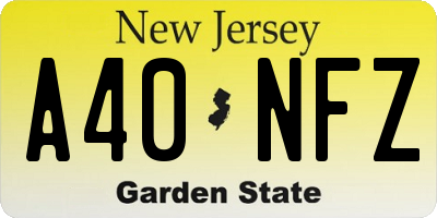 NJ license plate A40NFZ