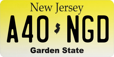 NJ license plate A40NGD