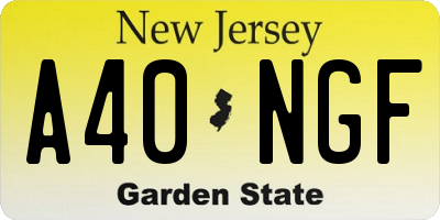 NJ license plate A40NGF