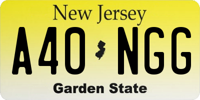 NJ license plate A40NGG