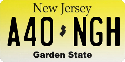 NJ license plate A40NGH
