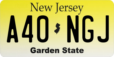 NJ license plate A40NGJ