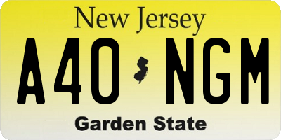 NJ license plate A40NGM