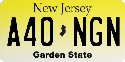NJ license plate A40NGN