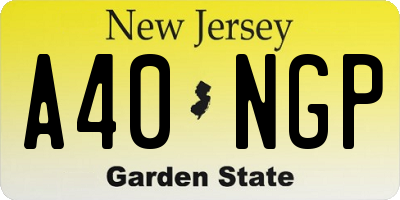 NJ license plate A40NGP