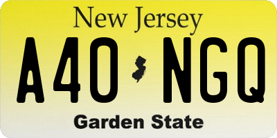 NJ license plate A40NGQ
