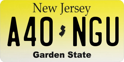 NJ license plate A40NGU