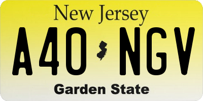 NJ license plate A40NGV