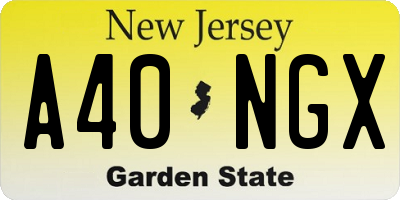 NJ license plate A40NGX
