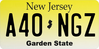NJ license plate A40NGZ