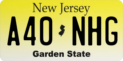 NJ license plate A40NHG