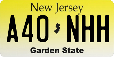 NJ license plate A40NHH