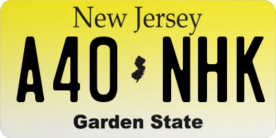 NJ license plate A40NHK
