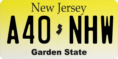 NJ license plate A40NHW