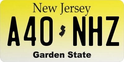 NJ license plate A40NHZ