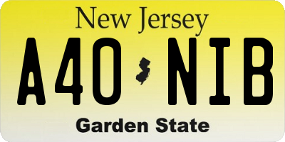 NJ license plate A40NIB