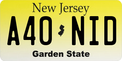 NJ license plate A40NID