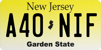 NJ license plate A40NIF