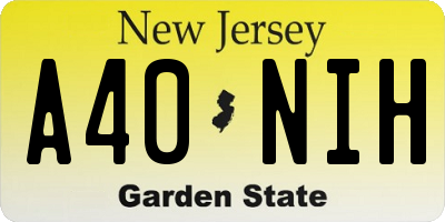 NJ license plate A40NIH