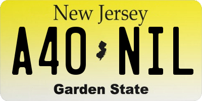 NJ license plate A40NIL