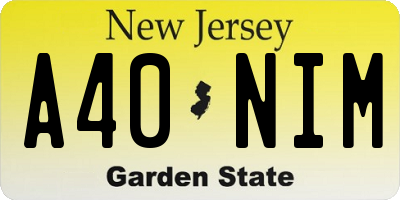 NJ license plate A40NIM