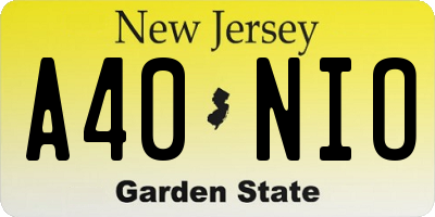 NJ license plate A40NIO