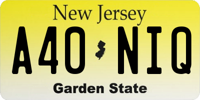 NJ license plate A40NIQ