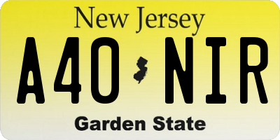 NJ license plate A40NIR