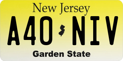 NJ license plate A40NIV