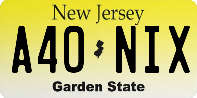 NJ license plate A40NIX