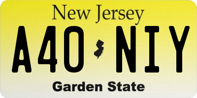 NJ license plate A40NIY