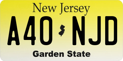 NJ license plate A40NJD