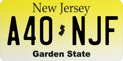 NJ license plate A40NJF