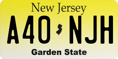 NJ license plate A40NJH
