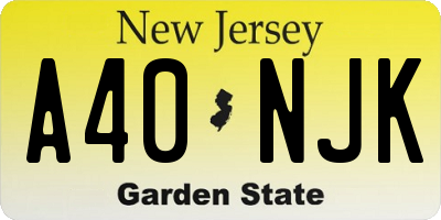 NJ license plate A40NJK