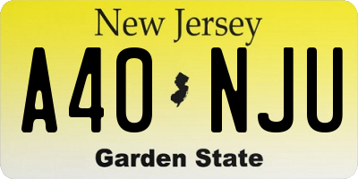 NJ license plate A40NJU