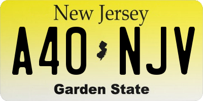 NJ license plate A40NJV